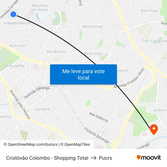 Cristóvão Colombo - Shopping Total to Pucrs map