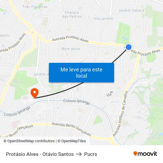 Protásio Alves - Otávio Santos to Pucrs map