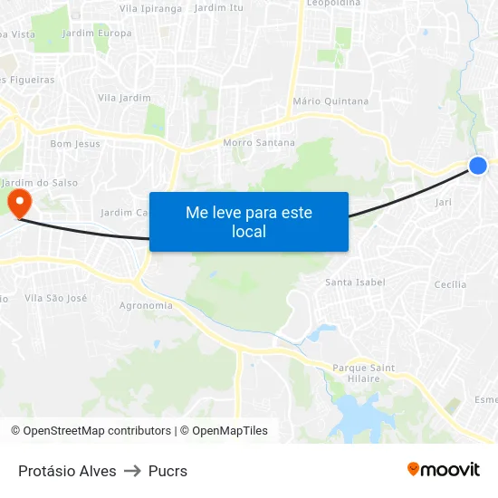 Protásio Alves to Pucrs map