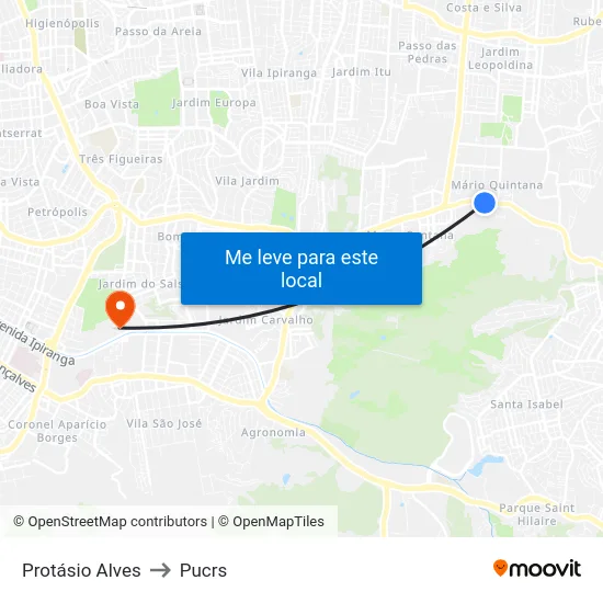 Protásio Alves to Pucrs map