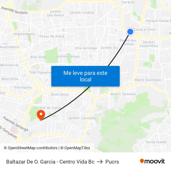 Baltazar De O. Garcia - Centro Vida Bc to Pucrs map