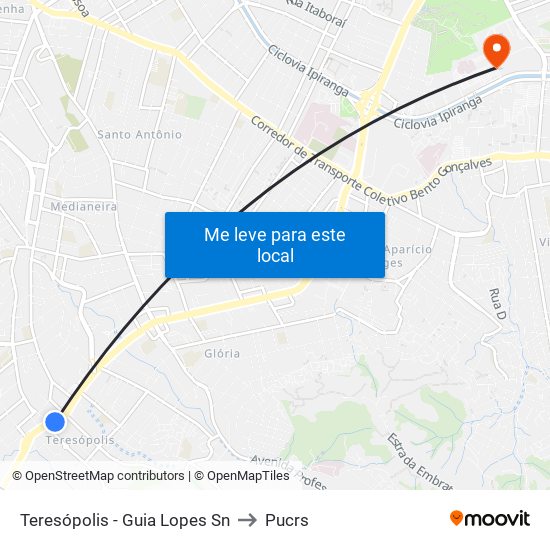 Teresópolis - Guia Lopes Sn to Pucrs map