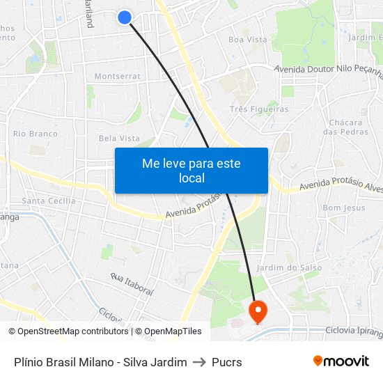 Plínio Brasil Milano - Silva Jardim to Pucrs map
