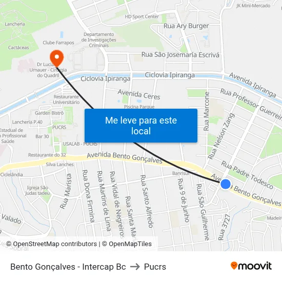 Bento Gonçalves - Intercap Bc to Pucrs map