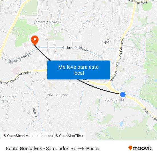 Bento Gonçalves - São Carlos Bc to Pucrs map