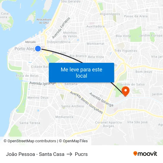 João Pessoa - Santa Casa to Pucrs map
