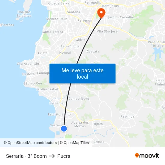 Serraria - 3° Bcom to Pucrs map