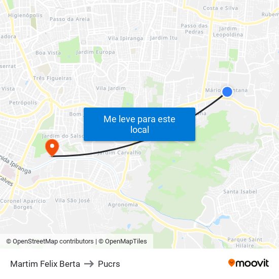 Martim Felix Berta to Pucrs map
