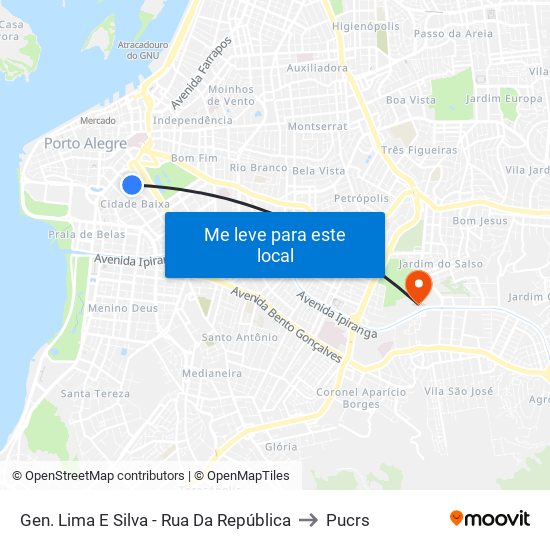 Gen. Lima E Silva - Rua Da República to Pucrs map