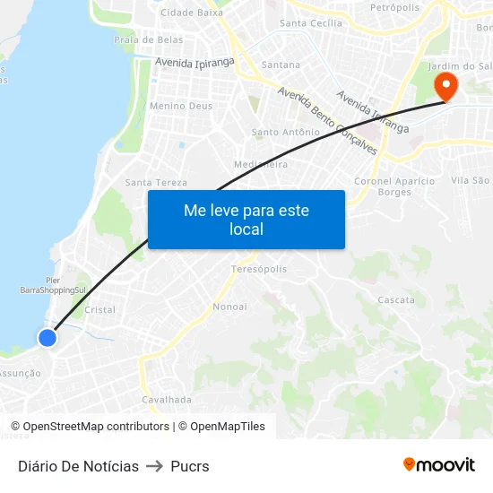 Diário De Notícias to Pucrs map