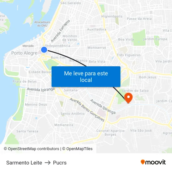 Sarmento Leite to Pucrs map