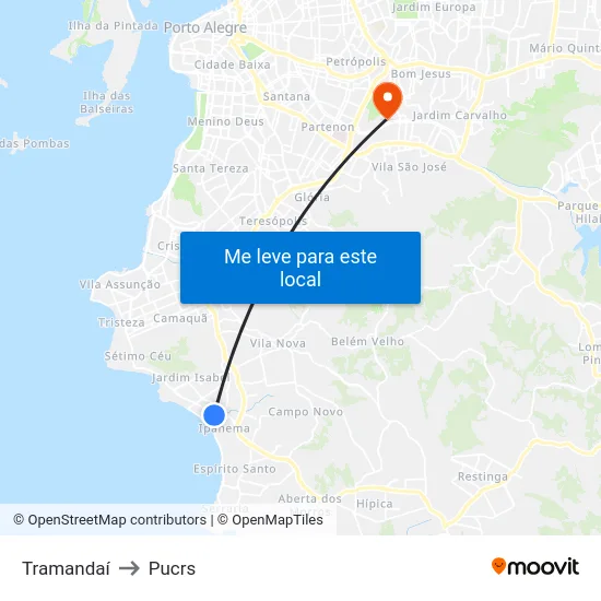 Tramandaí to Pucrs map