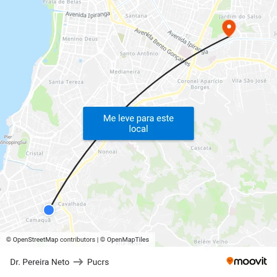 Dr. Pereira Neto to Pucrs map
