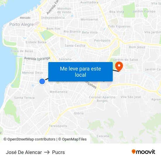 José De Alencar to Pucrs map