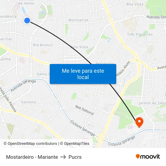 Mostardeiro - Mariante to Pucrs map
