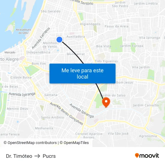 Dr. Timóteo to Pucrs map