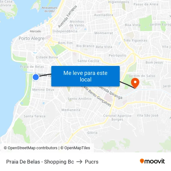 Praia De Belas - Shopping Bc to Pucrs map