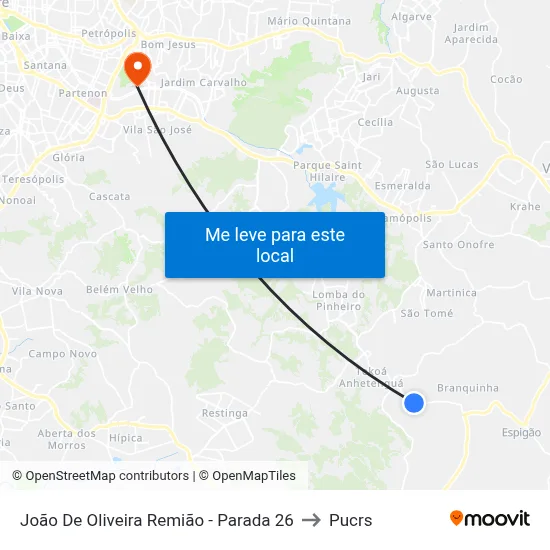 João De Oliveira Remião - Parada 26 to Pucrs map