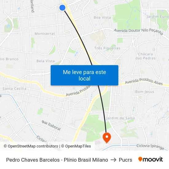 Pedro Chaves Barcelos - Plínio Brasil Milano to Pucrs map