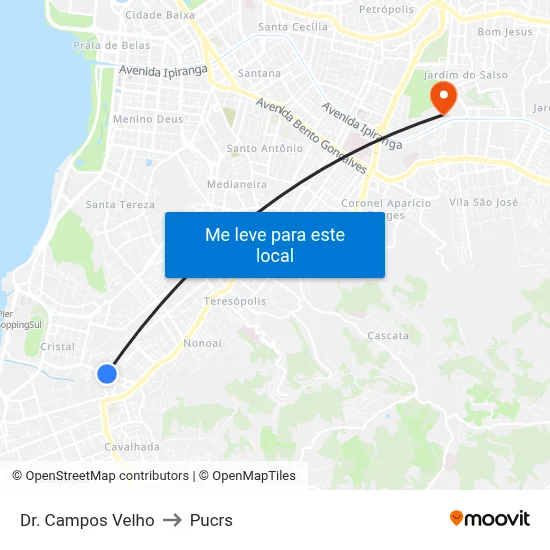 Dr. Campos Velho to Pucrs map