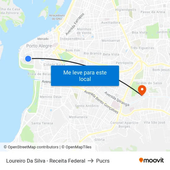 Loureiro Da Silva - Receita Federal to Pucrs map