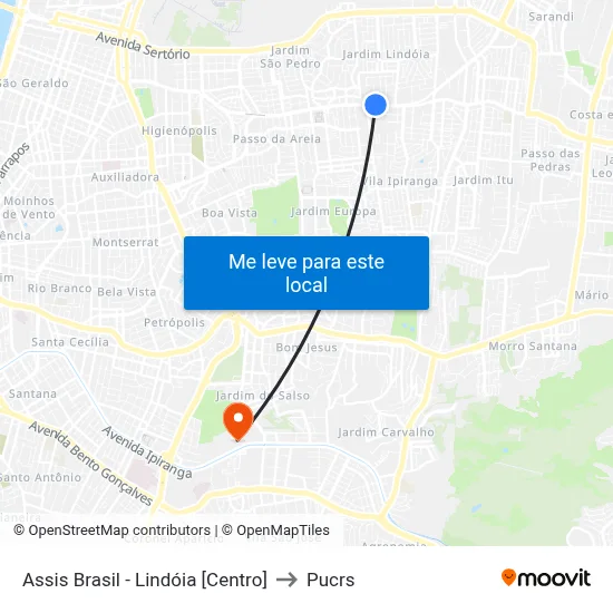 Assis Brasil - Lindóia [Centro] to Pucrs map