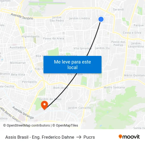 Assis Brasil - Eng. Frederico Dahne to Pucrs map