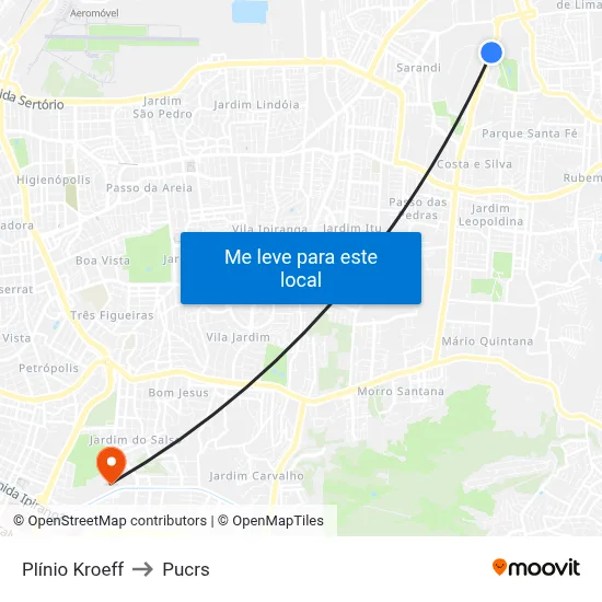 Plínio Kroeff to Pucrs map