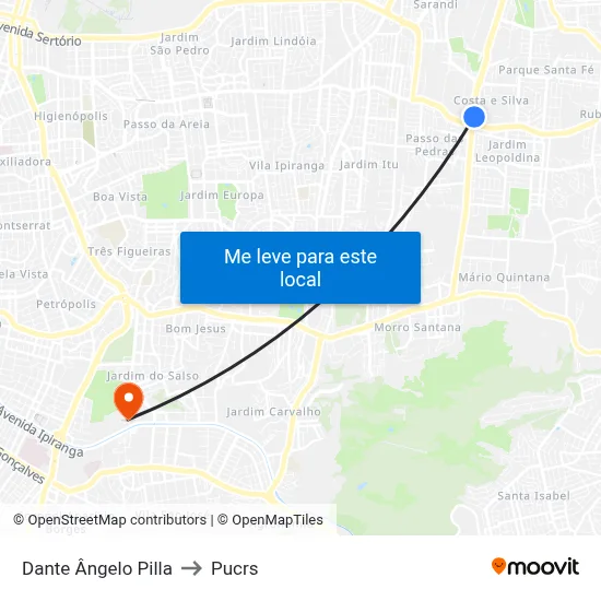Dante Ângelo Pilla to Pucrs map