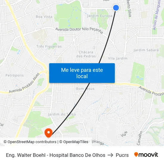 Eng. Walter Boehl - Hospital Banco De Olhos to Pucrs map
