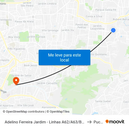 Adelino Ferreira Jardim - Linhas A62/A63/B51 to Pucrs map