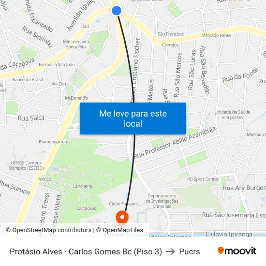 Protásio Alves - Carlos Gomes Bc (Piso 3) to Pucrs map