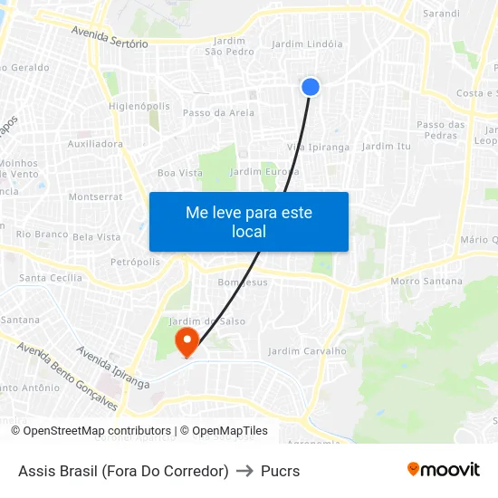 Assis Brasil (Fora Do Corredor) to Pucrs map