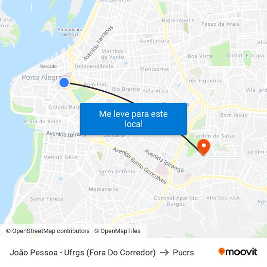 João Pessoa - Ufrgs (Fora Do Corredor) to Pucrs map
