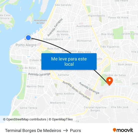 Terminal Borges De Medeiros to Pucrs map