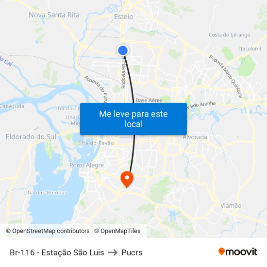 Br-116 - Estação São Luis to Pucrs map