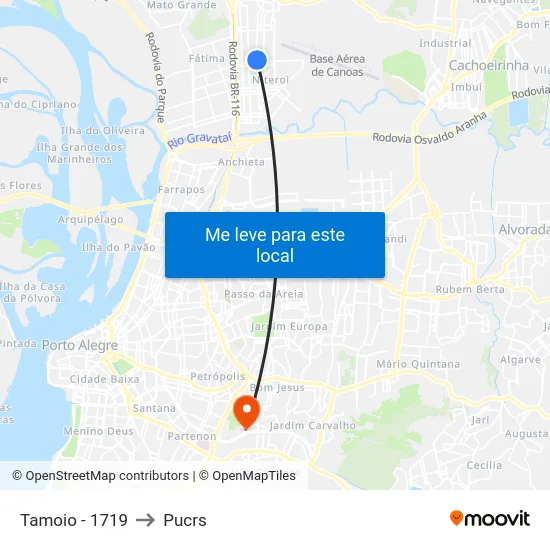 Tamoio - 1719 to Pucrs map