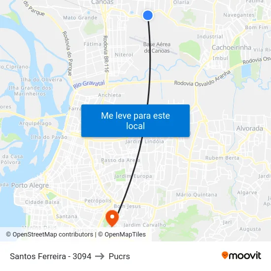 Santos Ferreira - 3094 to Pucrs map