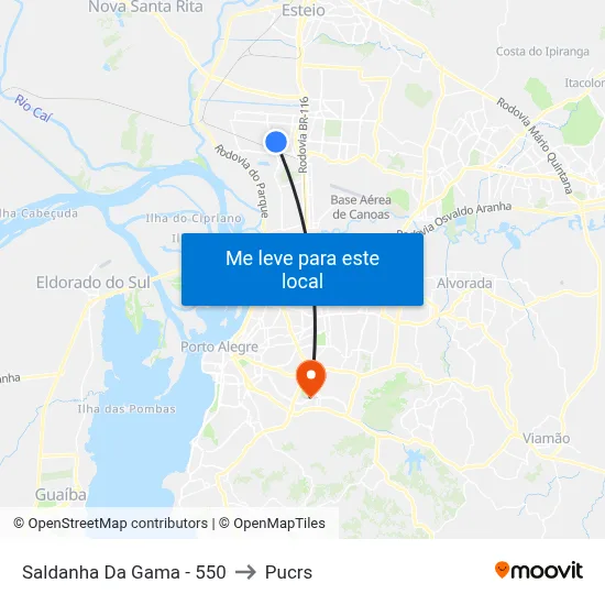 Saldanha Da Gama - 550 to Pucrs map