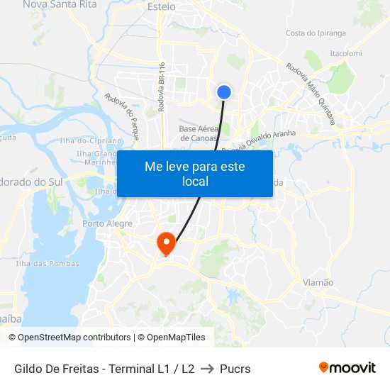 Gildo De Freitas - Terminal L1 / L2 to Pucrs map