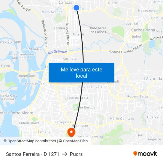 Santos Ferreira - D 1271 to Pucrs map
