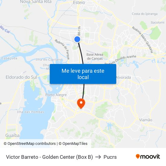 Victor Barreto - Golden Center (Box B) to Pucrs map