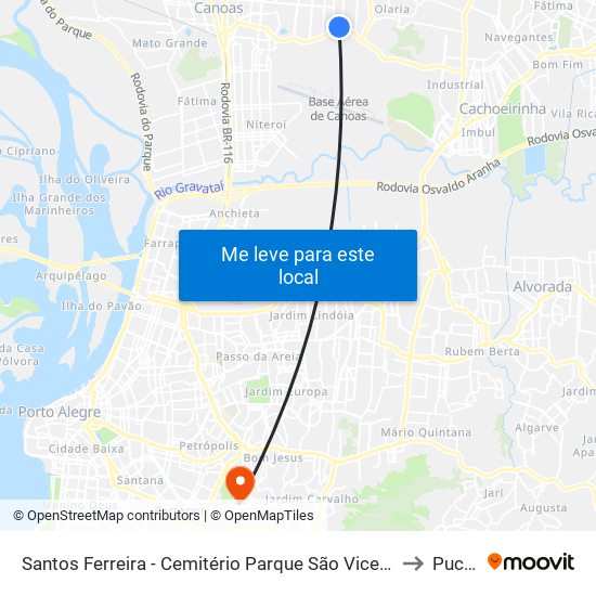 Santos Ferreira - Cemitério Parque São Vicente to Pucrs map