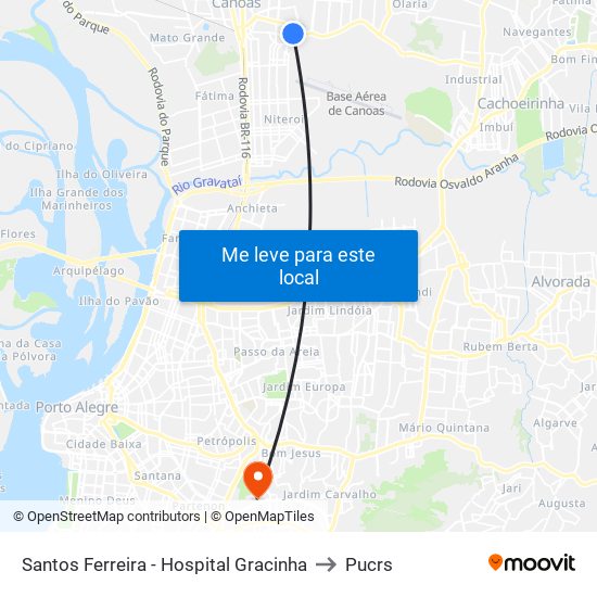 Santos Ferreira - Hospital Gracinha to Pucrs map