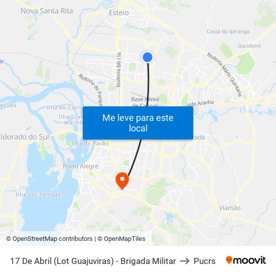 17 De Abril (Lot Guajuviras) - Brigada Militar to Pucrs map