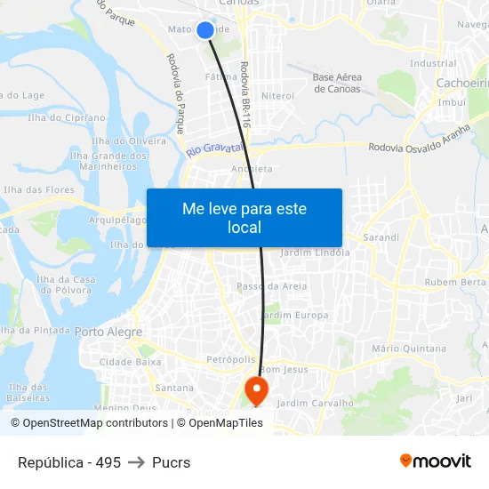 República - 495 to Pucrs map
