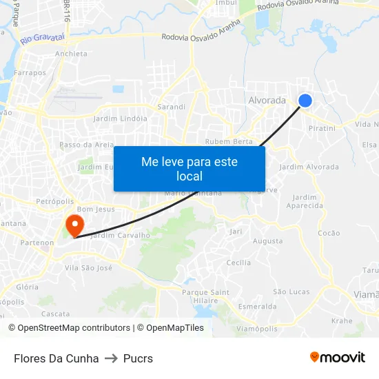 Flores Da Cunha to Pucrs map