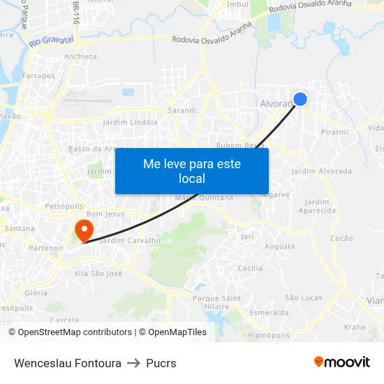 Wenceslau Fontoura to Pucrs map