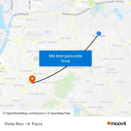 Porto Rico to Pucrs map