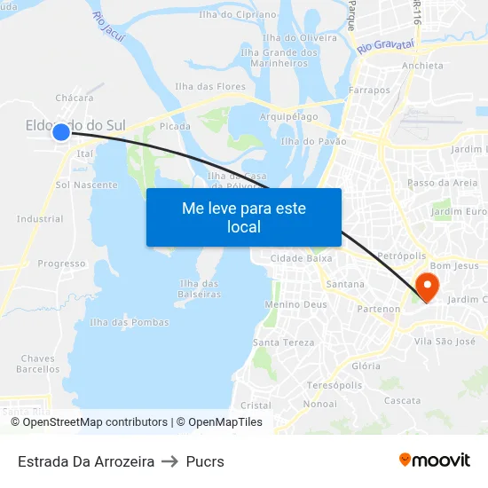 Estrada Da Arrozeira to Pucrs map